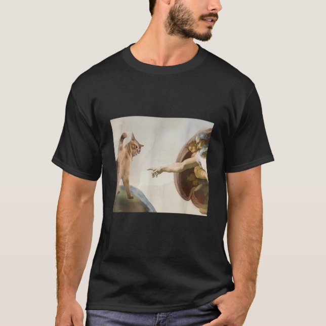 Camiseta Bofetada Todopoderosa Gato Divertido Dios Creación (Anverso)