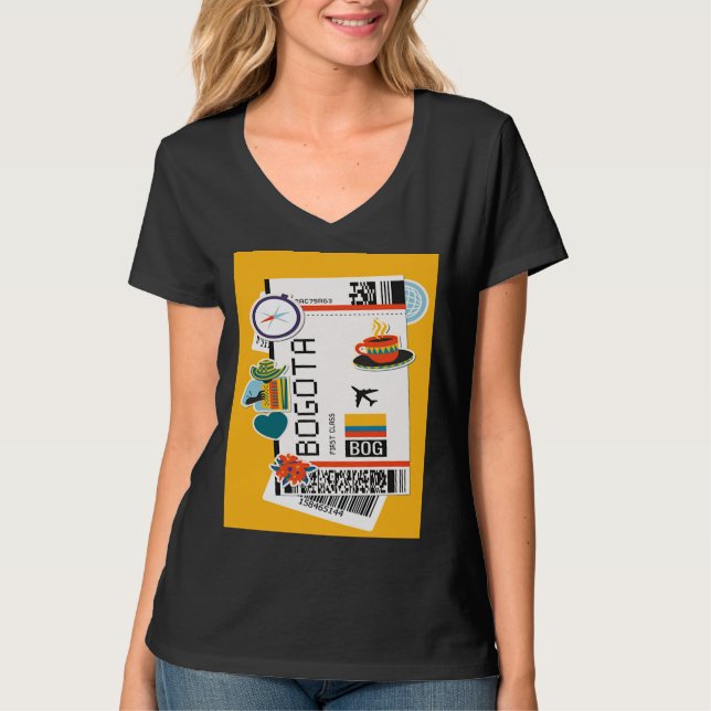 Camiseta Bogotá Colombia City Skyline Silhouette Outline Sk (Anverso)