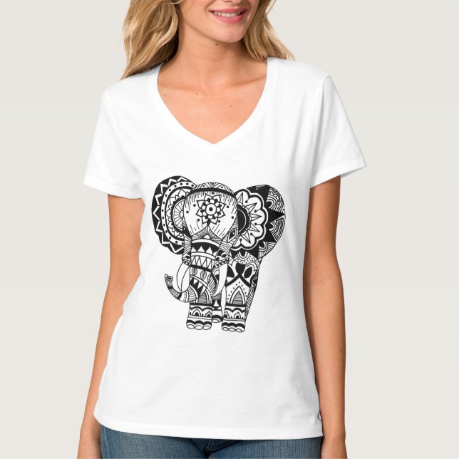 Camiseta bohemia del elefante (Anverso)