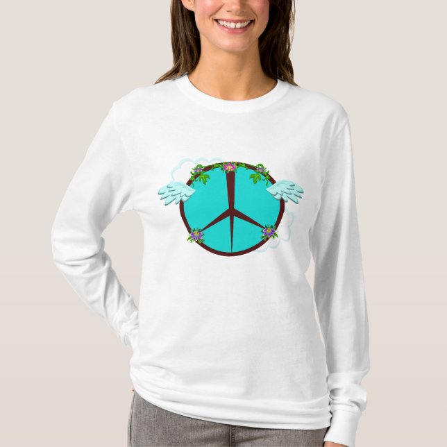 Camiseta Bohemian Angel Wings Peace Symbol (Anverso)