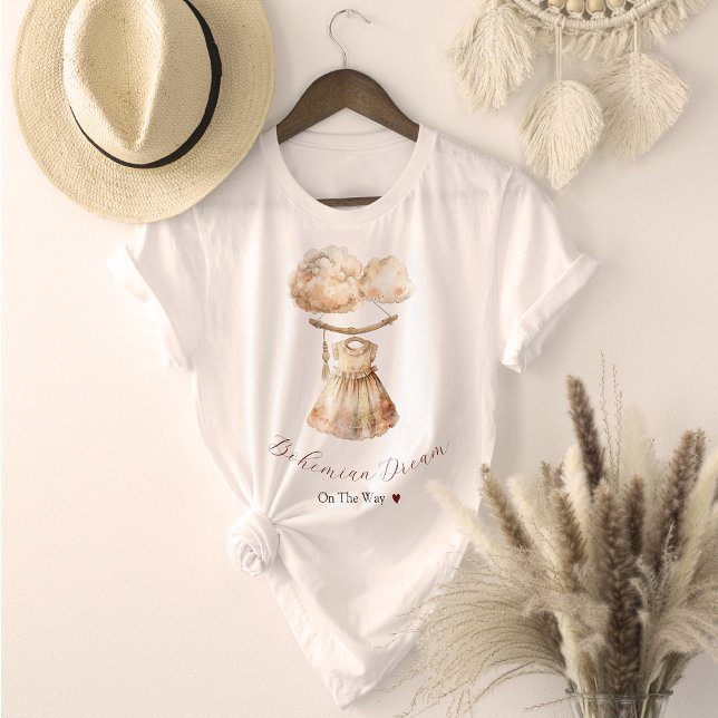 Camiseta Boho Bebé Vestido de Madera Hanger Sky (Boho Baby Dress Wooden Hanger Sky T-Shirt)