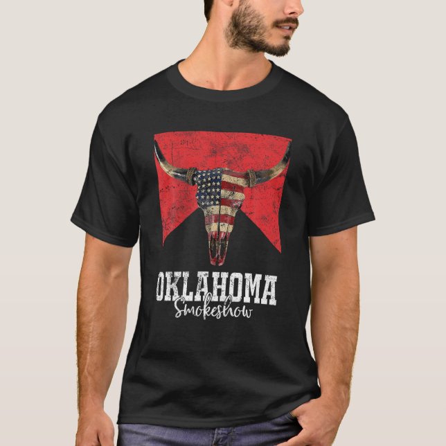 Camiseta Boho Bull Skull Cow Oklahoma Smokeshow Western Cou (Anverso)