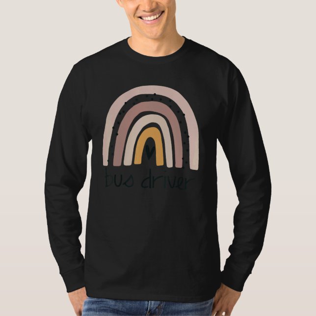 Camiseta Boho Bus Driver Rainbow Cute Teacher Appreciation  (Anverso)