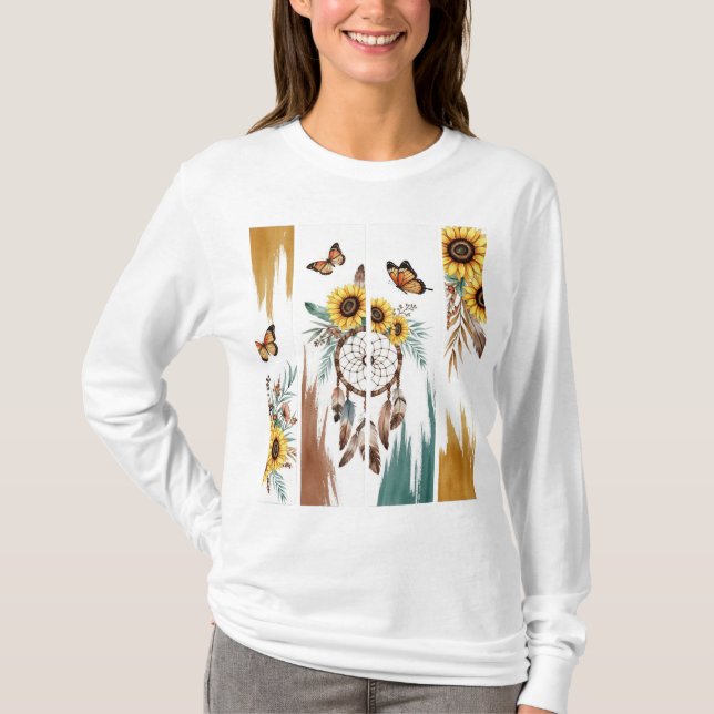 Camiseta Boho Butterfly Feather Dreamcatcher T-Shirt | Oxid (Anverso)
