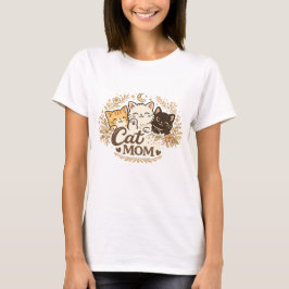 Camiseta Boho Cat Mom T-Shirt | Cute Cats Floral BohT-Shirt