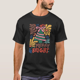 Camiseta Boho Coquette árbol de Navidad Merry y Bright Abst