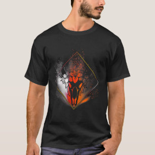 Camiseta Boho Cow Skull Flores Diamante Naranja Rojo Blanco