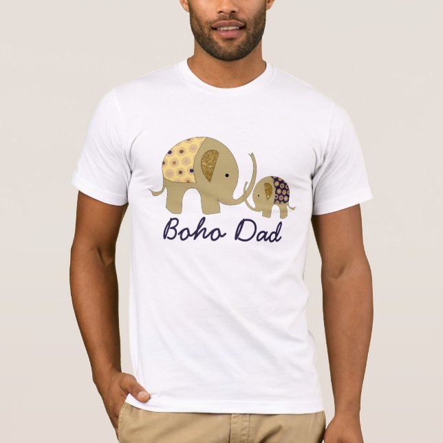 Camiseta Boho Dad, Elefante Dorado (Anverso)