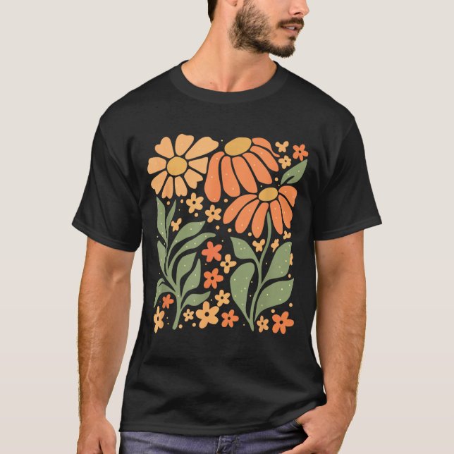 Camiseta Boho Daisy Flower,retro Floral Funny Gift Tee Wome (Anverso)