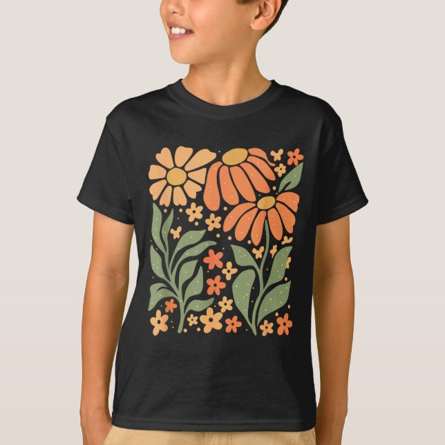 Camiseta Boho Daisy Flower,retro Floral Funny Gift Tee Wome (Anverso)