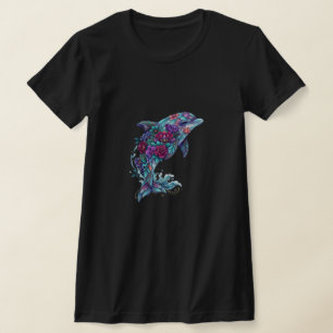 Camiseta boho de delfín floral colorida