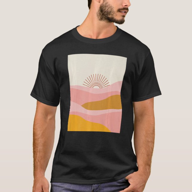 Camiseta Boho Desert Sun Sunset Waves in Pink, Orange and C (Anverso)