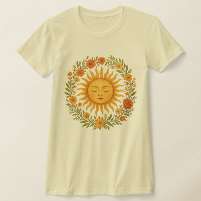 Camiseta Boho Espiritual Sol | Ropa Hippie Celestial con (Distribución)