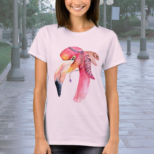 Camiseta Boho Fiona Watercolor Flamingo Tee (Subido por el creador)