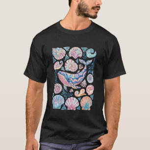 Camiseta Boho Floral Costero Vida Marina Náutico Ballena Az