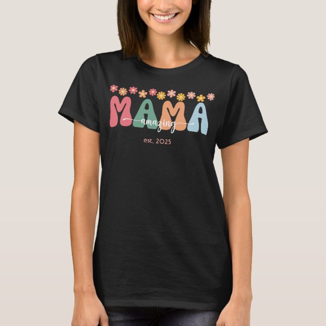 Camiseta Boho floral retro asombra a mamá (Anverso)