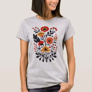 Camiseta Boho Floral Tshirt Art Nouveau Deco Wildflowers