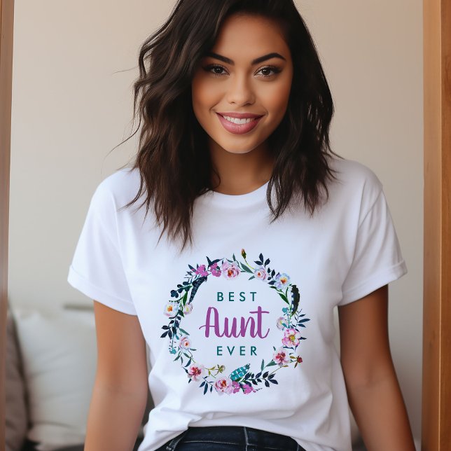 Camiseta Boho Floral Wreath la mejor tía de todos (Subido por el creador)