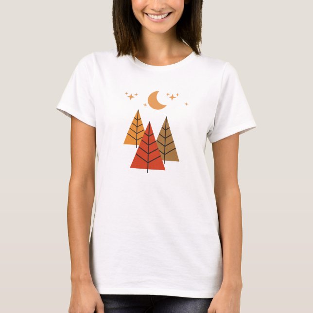 Camiseta Boho Geometric Forest – Minimalist Pine Trees (Anverso)