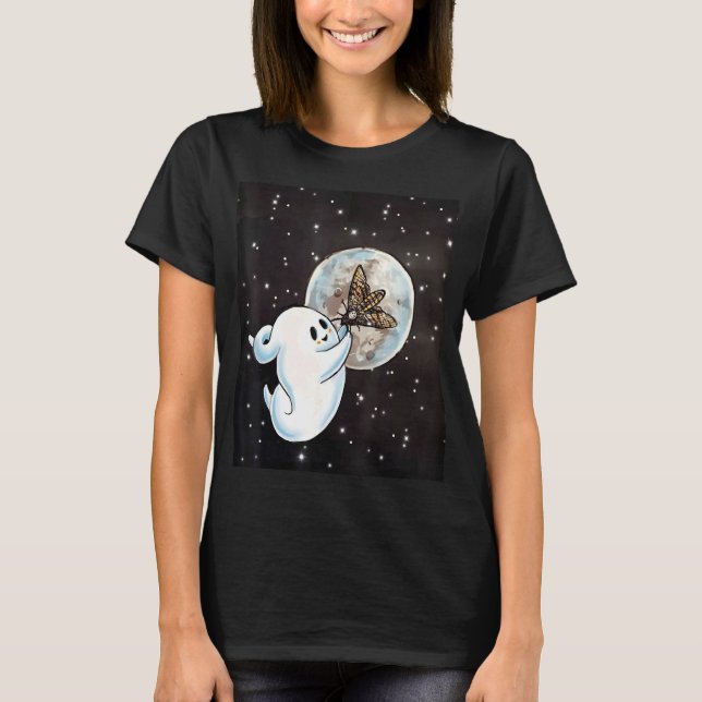 Camiseta Boho Ghost Witchy Luna Moth Retro Moon Wiccan Hall (Anverso)