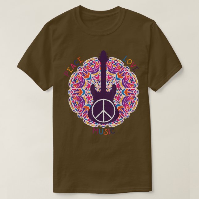 Camiseta BoHo Hippie Peace Love Retro Music (Diseño del anverso)
