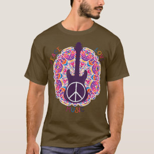 Camiseta BoHo Hippie Peace Love Retro Music