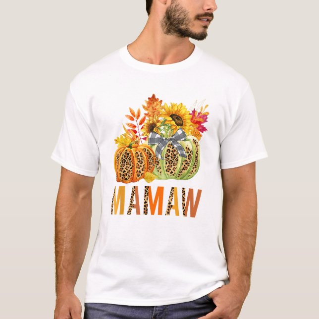 Camiseta Boho Leopard Pumpkins Mamaw Fall (Anverso)