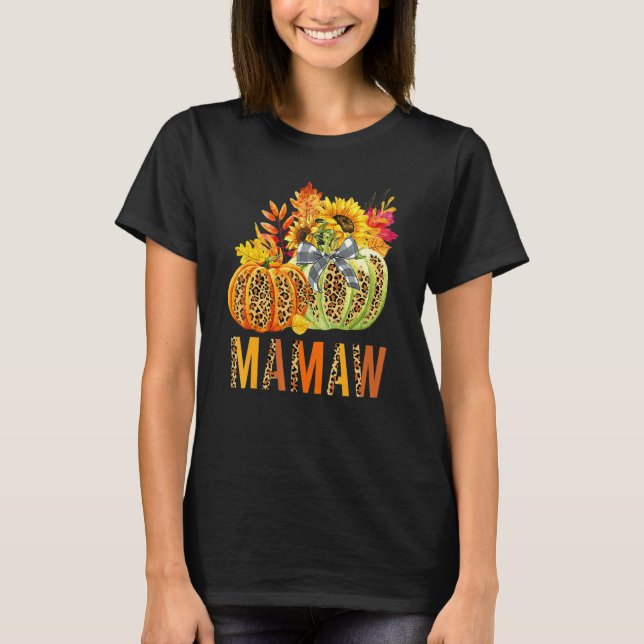 Camiseta Boho Leopard Pumpkins Mamaw Fall Leaves Autumn Tha (Anverso)