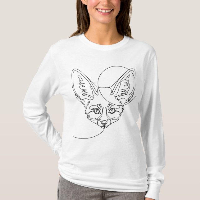 Camiseta Boho Line Art Fennec Fox (Anverso)