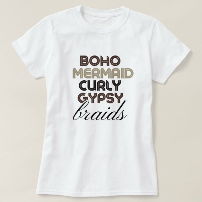 Camiseta Boho Mermaid Braids Black Hair Custom Tee (Diseño del anverso)