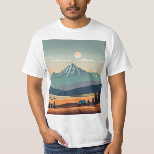 Camiseta "Boho Minimalista Mountain Vibes Tee" (Anverso)