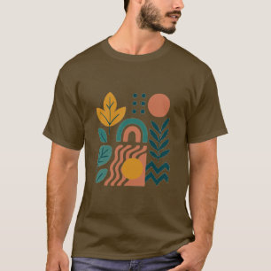 Camiseta Boho moderno Resumen arte en la pared de la natura