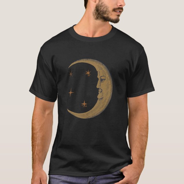 Camiseta Boho Moon, Tee gráfico intage, Astrología espiritu (Anverso)