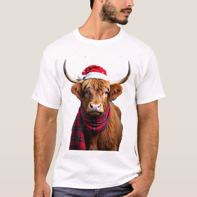 Camiseta Boho Navidad Vaca de las Tierras Altas de (Anverso)