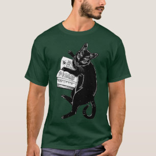 Camiseta Boho negro inteligente de cuatro ojos demon gato m