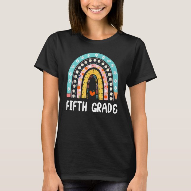Camiseta Boho Rainbow Fifth Grade Student Teacher Back To S (Anverso)