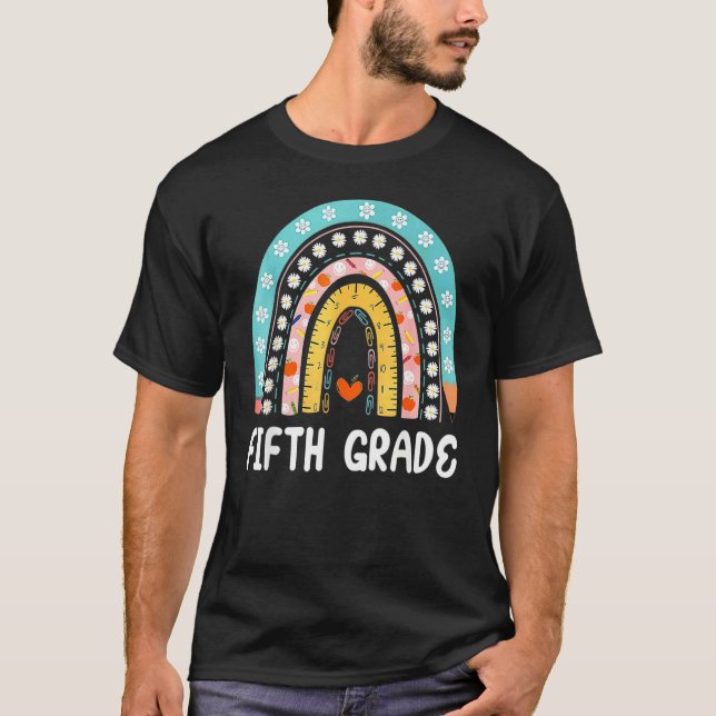 Camiseta Boho Rainbow Fifth Grade Student Teacher Back To S (Anverso)
