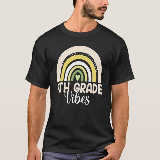 Camiseta Boho Rainbow Fifth Grade Vibes 5th Teachers Back T (Anverso)