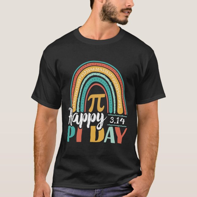 Camiseta Boho Rainbow Happy Pi Day 3.14 Math Geek (Anverso)
