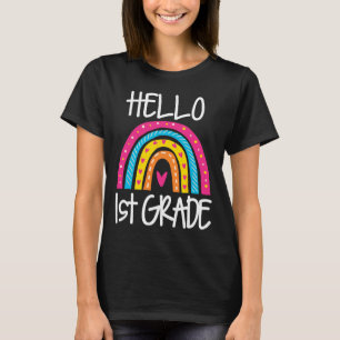 Camiseta Boho Rainbow Hola 1er Grado Primer Día Escuela Pro
