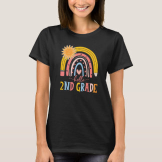 Camiseta Boho Rainbow Hola profesor de 2º grado Primer Día 