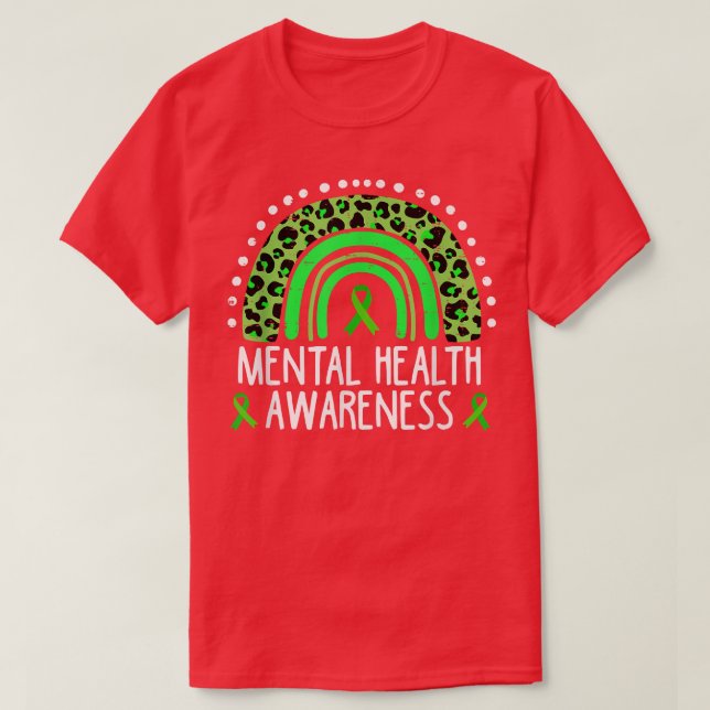 Camiseta Boho Rainbow I Wear Green For Mental Health Awaren (Diseño del anverso)