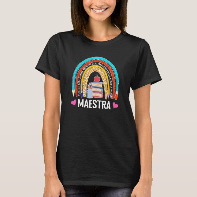 Camiseta Boho Rainbow Leopard Maestra Profesión Te (Anverso)