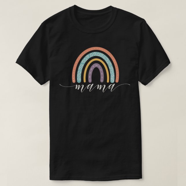 Camiseta Boho Rainbow Mama  Rustic Pastel Earth Tones  (Diseño del anverso)