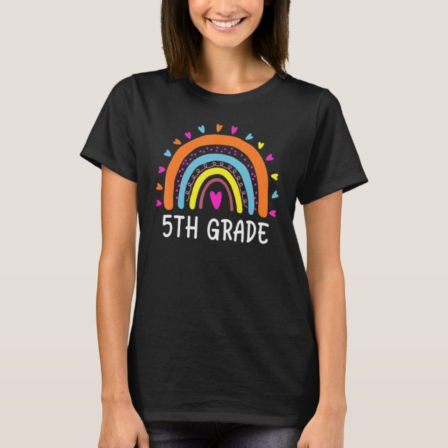 Camiseta Boho Rainbow Profesor de 5to Grado Estudiante De v (Anverso)
