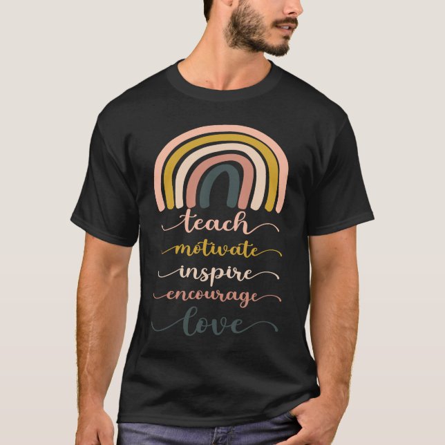 Camiseta Boho Rainbow Teach Inspire Motivate Encourage (Anverso)