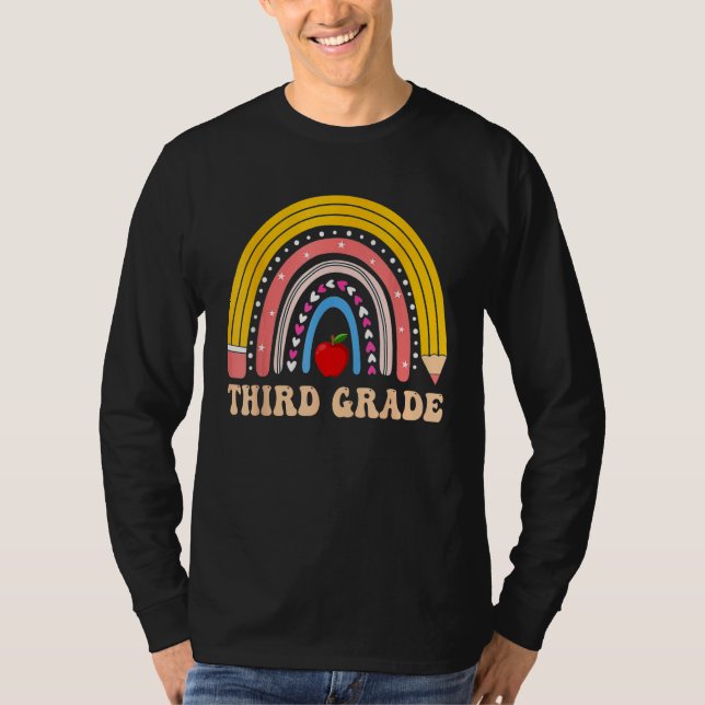 Camiseta Boho Rainbow Third Grade Student Teacher Back To S (Anverso)