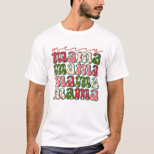 Camiseta Boho Retro Christmas Mama Mom Mother