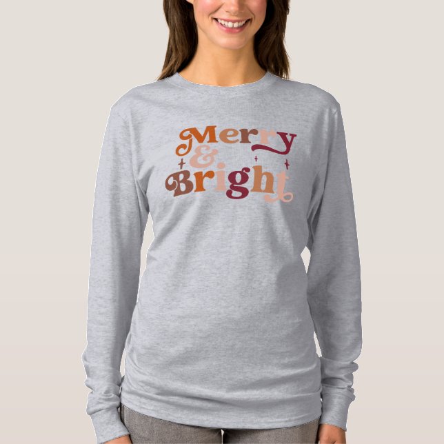 Camiseta Boho Retro Merry y Bright (Anverso)