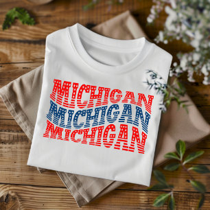 Camiseta boho roja y azul patriótica de Michigan 